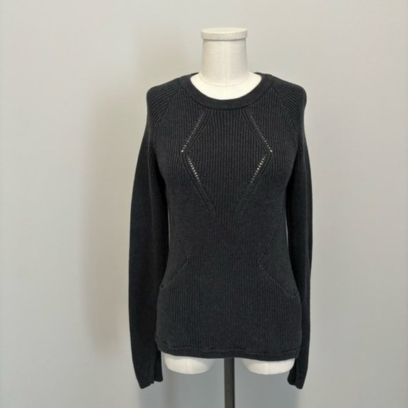 Lululemon The Better The Sweater Heathered Black Cotton Knit Pullover Sweater - Picture 4 of 15